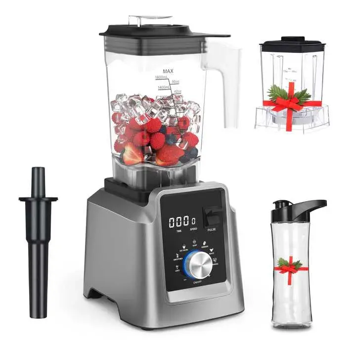 Blender multifonction 2200W avec bol 16L + gourde portable + moulin smoothie jus glace broyage