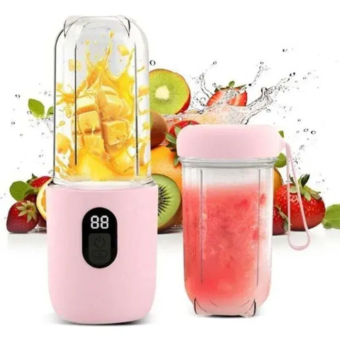 Blender multifonction - ZOR® - Mixeur - Lames en acier inoxydable - Moteur puissant - Couleur rose - Compact