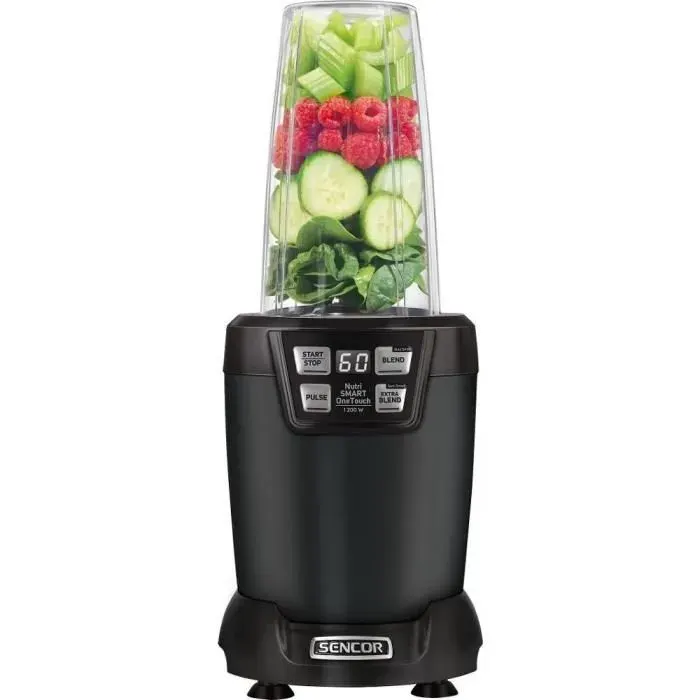 Blender nutritionnel Sencor SNB 6600BK - Broyage fruits et légumes entiers - Bol à emporter - 1200 W - Noir