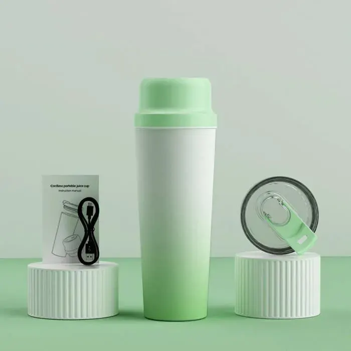 Blender Portable 2-en-1 Vert dégradéIsotherme 10h 650ml 3000mAh 5 Couleurs Broyeur à Glace USB Rechargeable