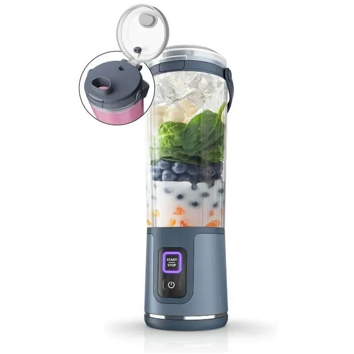 Blender portable 530 ml couvercle résistant aux fuites et bec verseurmini blender sans fil puissantrechargeablesmoothiesshakes