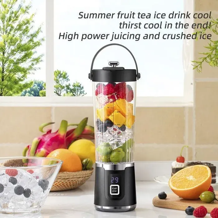 Blender portable ACELIFE 600 ml - sans fil - autonomie 2h - bol anti-fuite - sans BPA - Noir