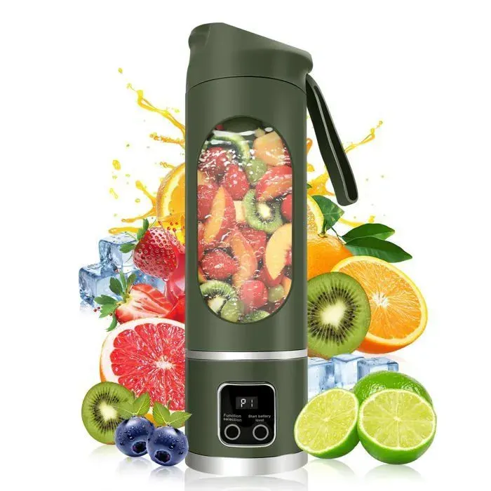 Blender portable électrique personnel USB 500 ml milkshakes et smoothies petit blender mixeur compactVioletvert