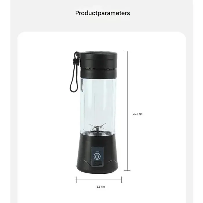 Blender portable - Idéal pour les smoothies et milkshakes - Bol mélangeur motorisé - Mini extracteur de jus - Blender avec pichet
