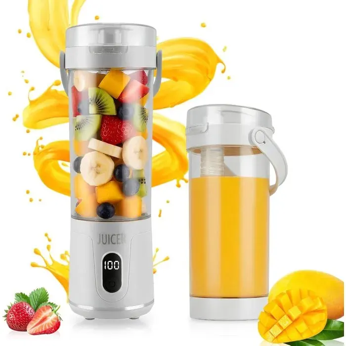 Blender portable-Mini blender-Blender à jus frais-Blender portable 600 ml-Rechargeable par lutilisateur-Gobelet à jus pour fruits