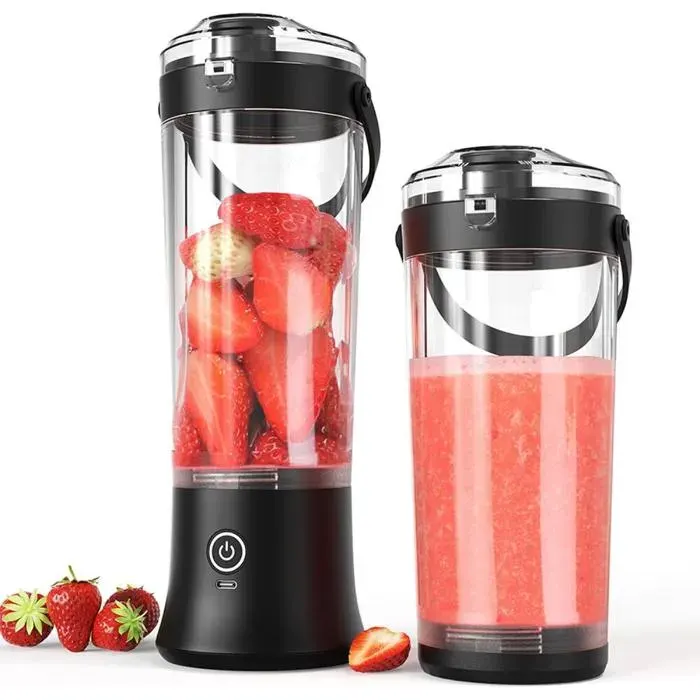 Blender portable pour milkshakes et smoothies mini blender rechargeable USB-C avec 6 lames presse-agrumes personnel sans fil