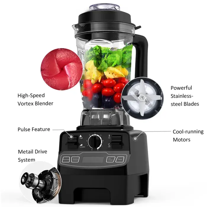 Blender pro 2000W – MLBQ – 8 vitesses 33000 tr/min – 2L Tritan sans BPA – smoothies/soupe/bébé – noir