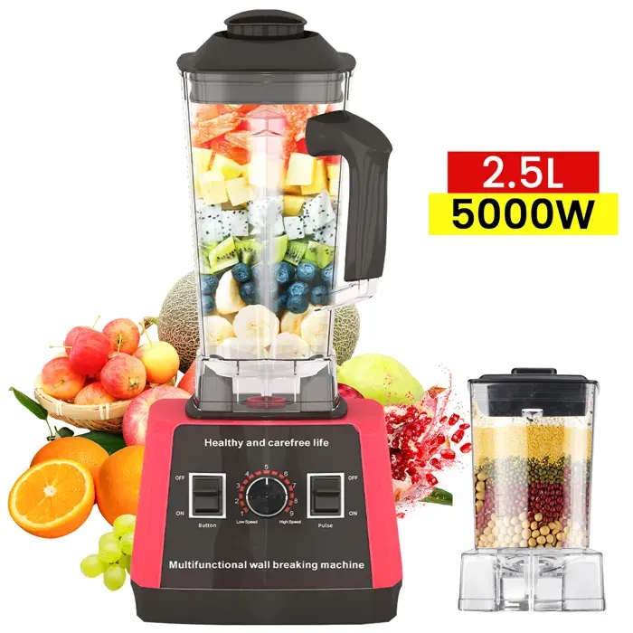 Blender professionnel 2 en 1 5000 W - 25 L lames en acier inoxydable (4 lames) - 9 vitesses