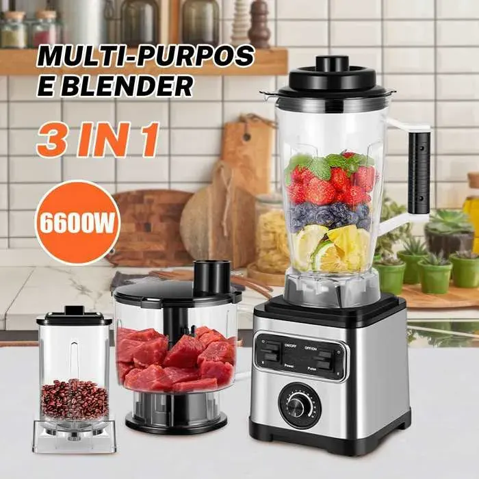 Blender Professionnel 3-en-1 6600W Mixeur Smoothie Presse-agrumes - Capacité 3L 15 Vitesses pour Glace Soupes Cocktails