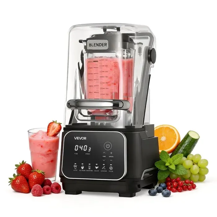 Blender Professionnel Mixeur Smoothie de Comptoir 2 L 2200 W 26000 tr/min 6 Programmes Prédéfinis avec Capot Autonettoyant — coloris Noir