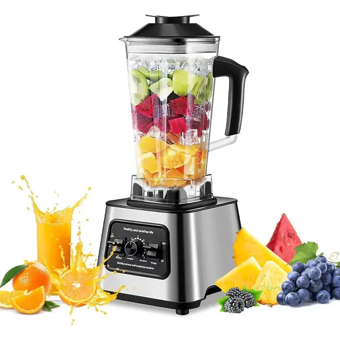 Blender Puissant 6000W Mixeur Multifonction 2L+0.5L Blender Smoothie Professionnel Avec 9 Vitesses Et Lames En Acier Inoxydable