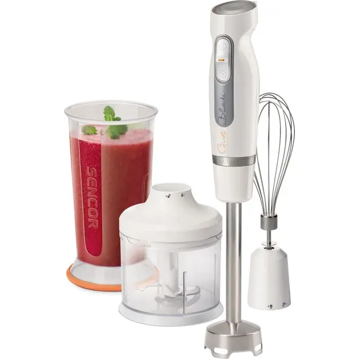 Blender - Sencor - SHB 4378WH - 800 W - 2 vitesses - Hachoir Fouet et Broyeur à glace - Blanc