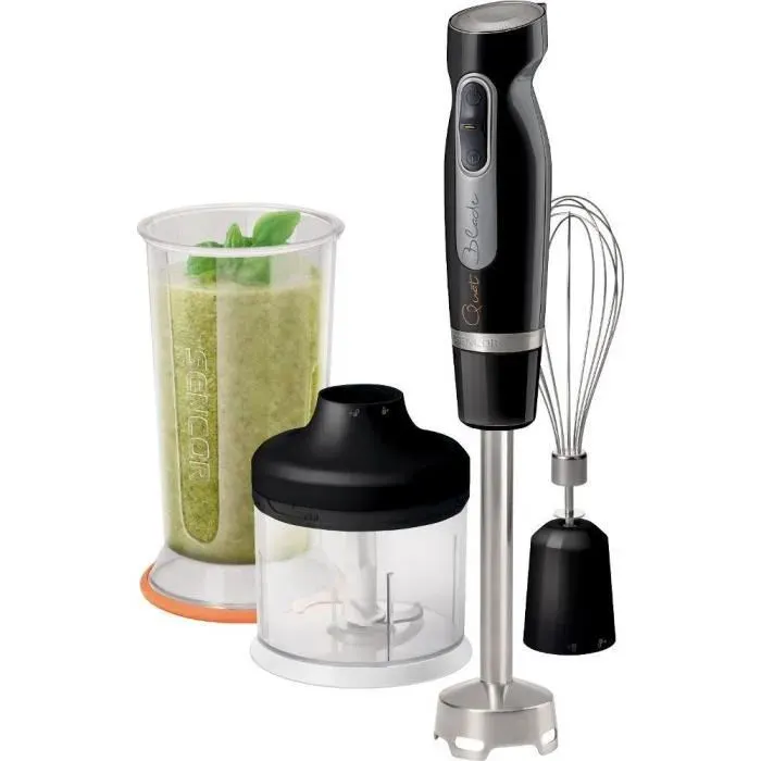 Blender - Sencor - SHB 4379BK - 800 W - 2 vitesses - Hachoir Fouet et Broyeur à glace - Noir
