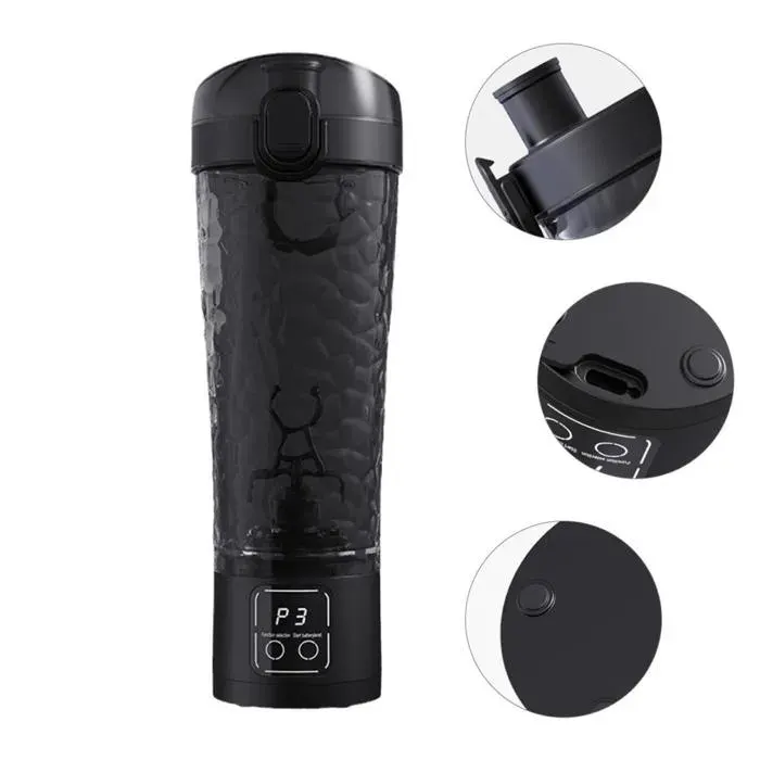 Blender/shaker à protéines électrique automatique 700 ml écran LCD vitesses réglables étanche et résistant aux chocs n — coloris Noir