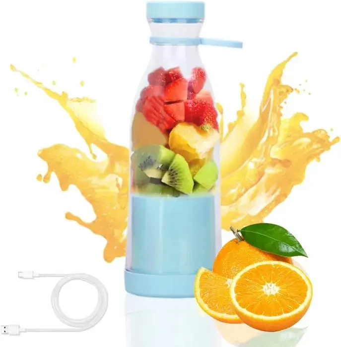 Blender Smoothie Maker mélangeur de smoothie portable 380 ml pour smoothie au jus de milkshake (bleu)