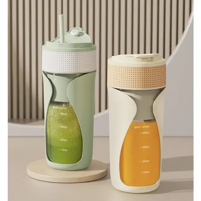 Blender - Smoothie Maker - Smoothie Maker Portable To Go - Mini Blender sans fil Rechargeable - 450 ml - vert Étiquette
