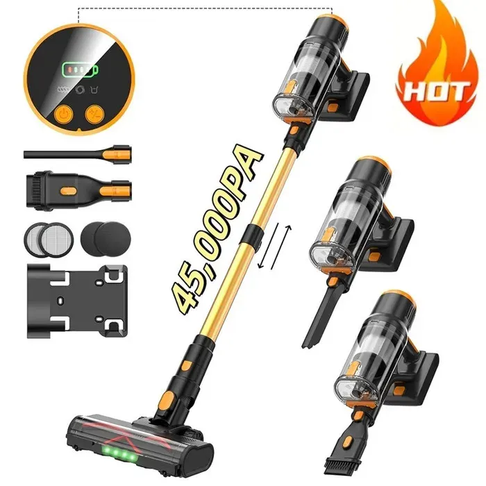 Blossom Aspirateur Balai Sans Fil Puissant 55kPa 550W Autonomie 65min Écran Tactile Plastique Jaune