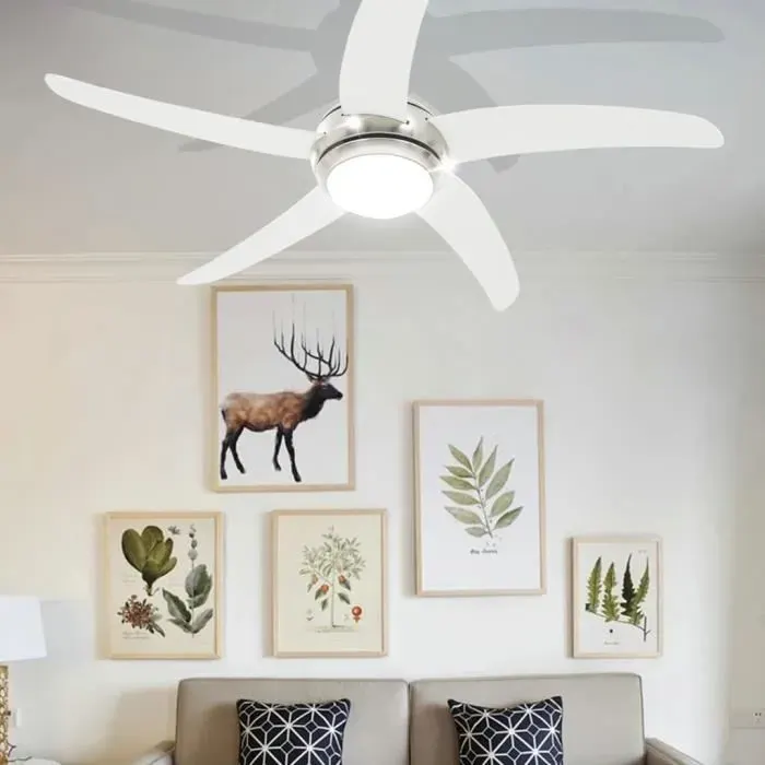 Bon905606 Ventilateur de plafond Ventilateur Au Plafond Silencieux orné avec lampe - 128 cm Blanc Meilleur