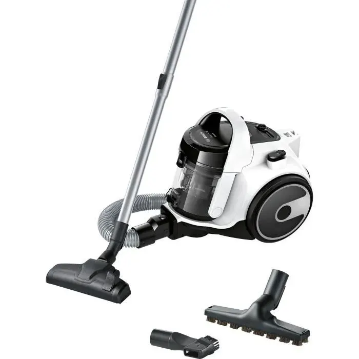 BOSCH BGS05A322 - Aspirateur Traineau sans Sac - Rayon daction 9 m - Capacité bac 15 L - 78 dB - 700 W - Blanc