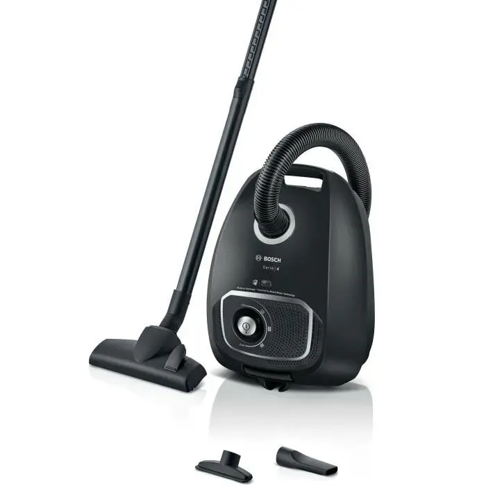 BOSCH Serie 4 BGB41BA1 - Aspirateur traineau sac - Rayon daction 11 m - Capacité sac 4L - 75 dB - 700 W - Noir