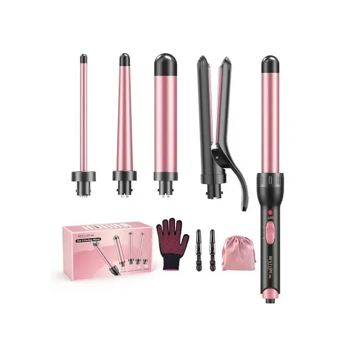 Boucleur 5 en 1 - BESTOPE MIX - Kit bouclage & lisseur - Céramique - 150–210°C - Embouts 10–32 mm