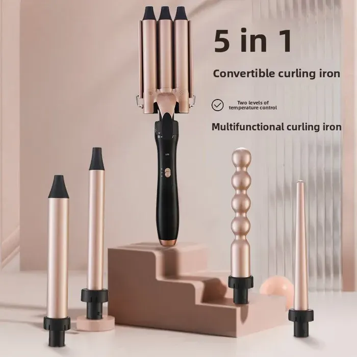 Boucleur--5‑en‑1 multifonction pour coiffages variés--‑‑Rose‑or modèle pratique pour débutant PIQUET DATTACHE