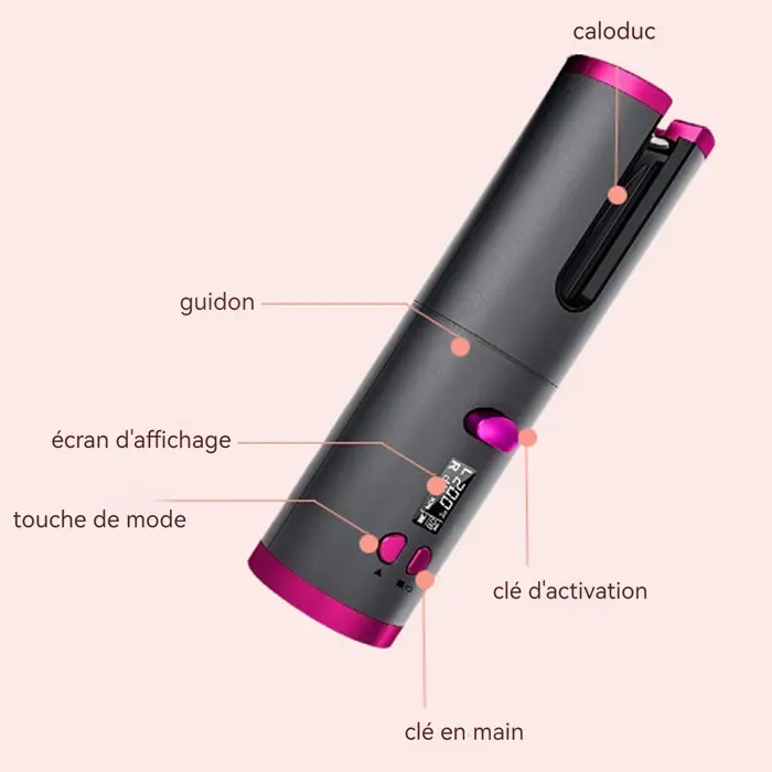 Boucleur a cheveux 19x6x5cm fer à friser automatique sans fil fer à friser automatique - TepidBee - portable usage domestique roul