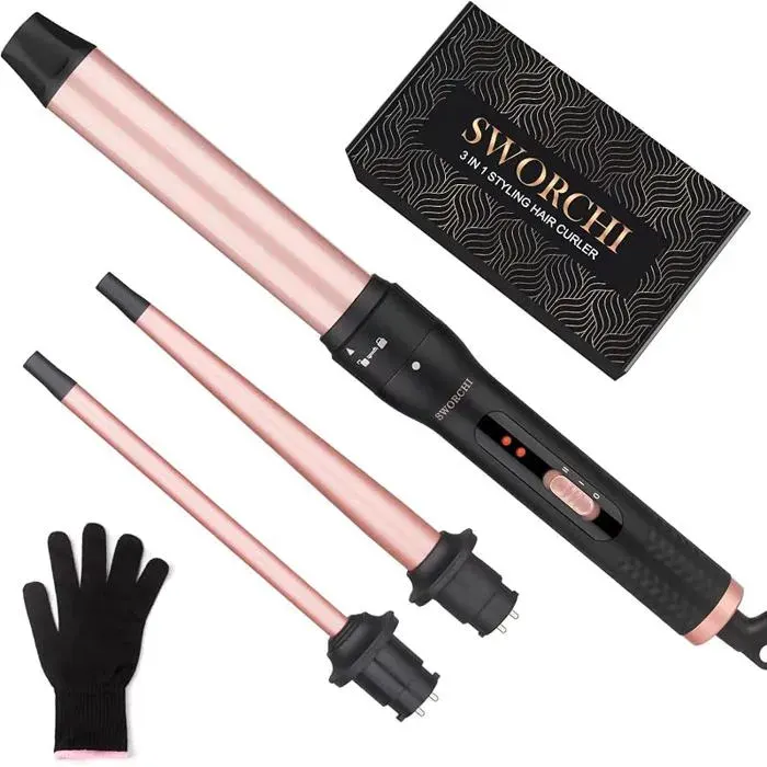 Boucleur a Cheveux 3 en 1 Fer a Céramique Boucleur Cheveux avec Température Régble Hair Curler boucleur cheveux 3 en 1 FER A FRISER