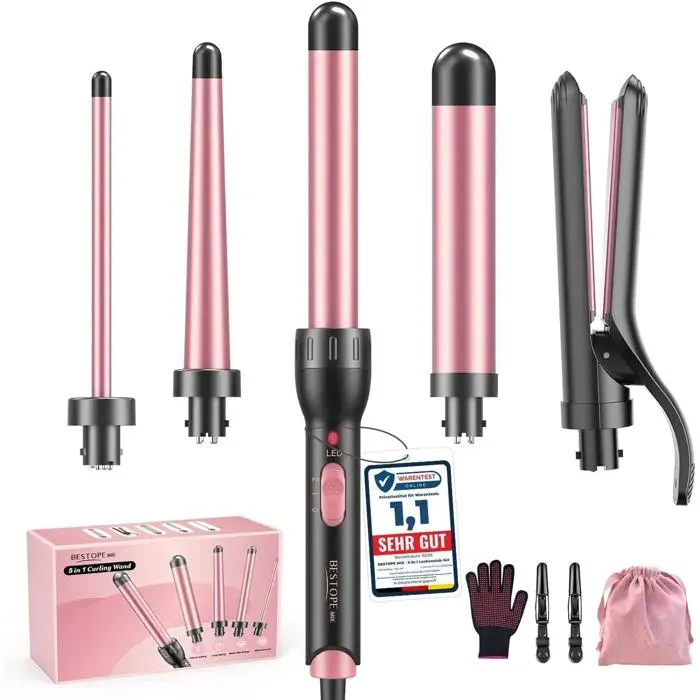 Boucleur À Cheveux 5 En 1 Avec Lisseur - Kit De Bouclage Avec Différents Embouts Pour Boucles Fines Et Épaisses Diamètres D[LL70]