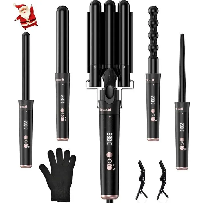 Boucleur À Cheveux 5 En 1 Professionnel Avec 5 Têtes Interchangeables Fer À Boucler Ondulation Pour Créer Boucles Lâches