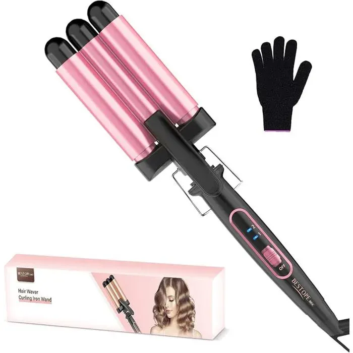 Boucleur a CheveuxBoucleur 3 Tete Fer a 22mmFer à 150°C/210°CFer a Onduler Chauffage Rapide pour Cheveux FER A FRISER