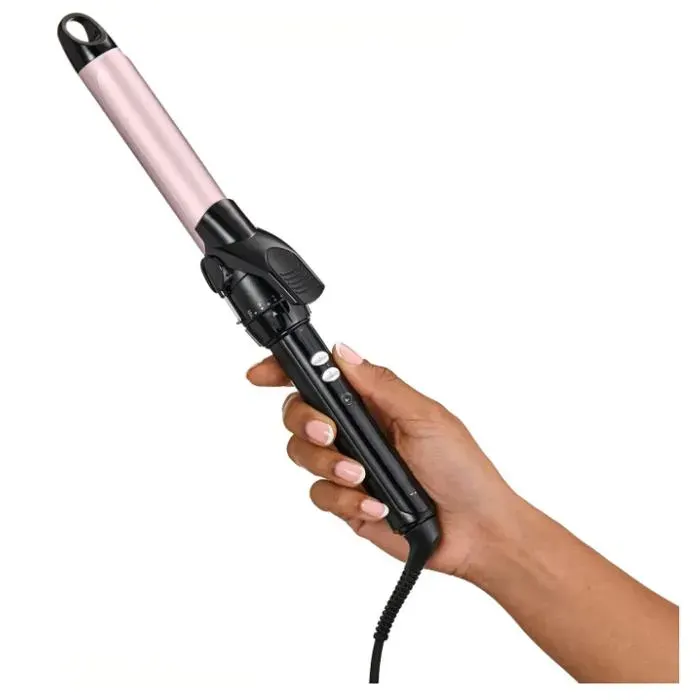 Boucleur à pince 25 mm - Cylindre à revêtement ultra-doux 10 réglages de température Boucleur professionnel avec Noir et rose