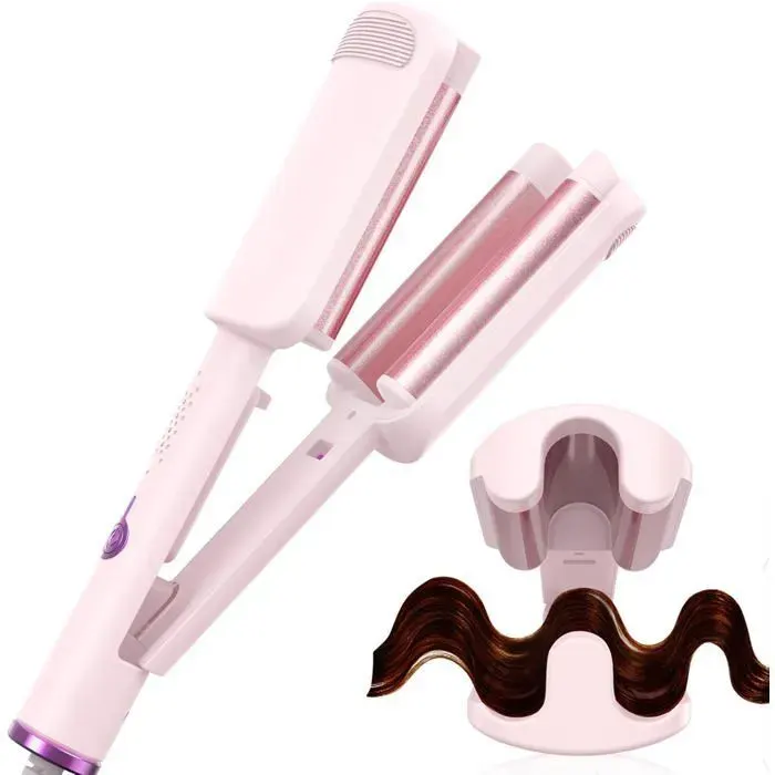 Boucleur Cheveux 3 Têtes-1 Noir32mm 4 Températures Anti-Brûlure Vagues Ondulées Outil Coiffage HBCL
