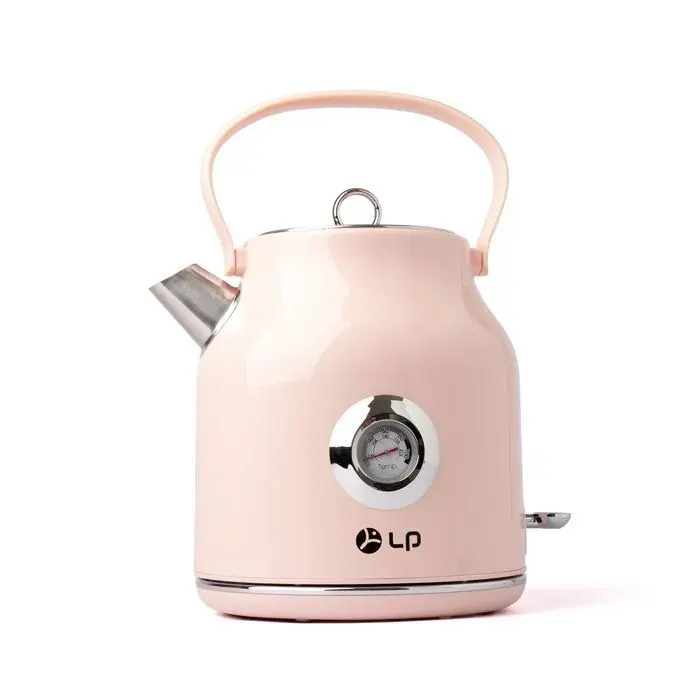 Bouilloire 17 L en acier inoxydable affichage de la température de leau au design rétro Base 360°ébullition Rapide Rose