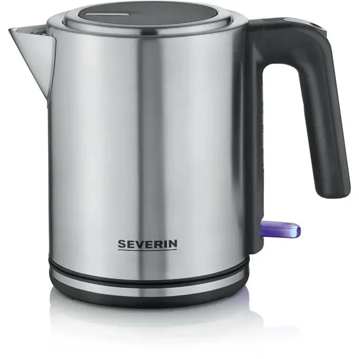 Bouilloire 1L compacte à ouverture extra large - SEVERIN - WK 3489- 2 400 W Socle 360° Filtre anticalcair Noir/inox