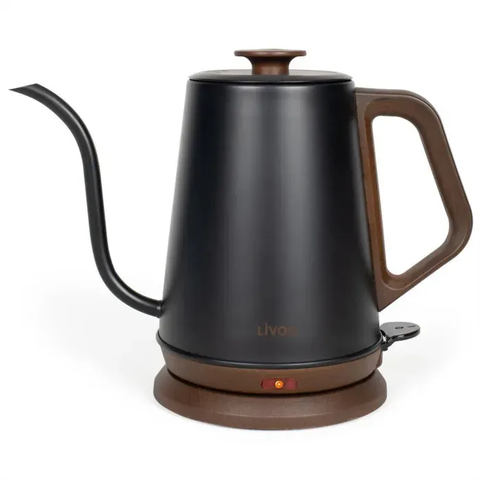 Bouilloire col de cygne DOD206 Livoo 1.2L 1000W acier inoxydable versage précis coloris Noir