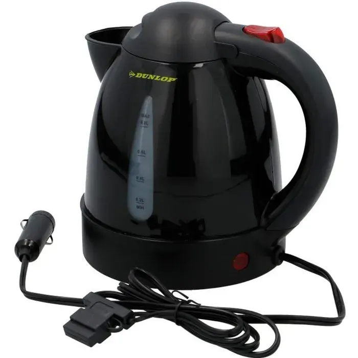 Bouilloire de Voyage - DUNLOP - 12 Volt - 08 Litres - Noir - Petit Électroménager