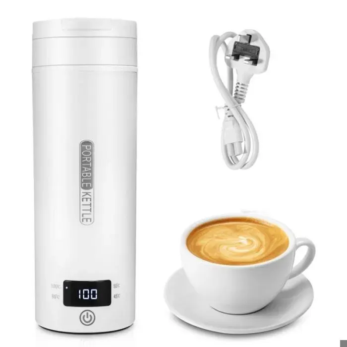 Bouilloire de voyage électrique 500 ml 300 W - portable inox 316 blanc ALURRA