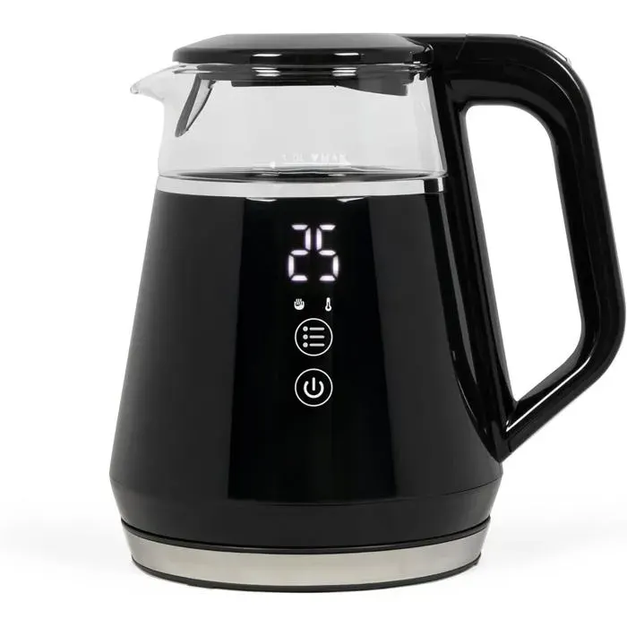 Bouilloire Digitale 1L 1100W Base 360° Écran Numérique Compacte Chauffe-Eau Électrique Noir