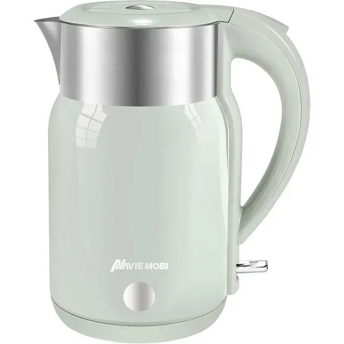 Bouilloire Électrique 1.8 Litre 2200W Chauffage RapideSans Goutte Bouilloir Inox Arrêt AutomatiqueDouble ParoiThéière Sans BPA