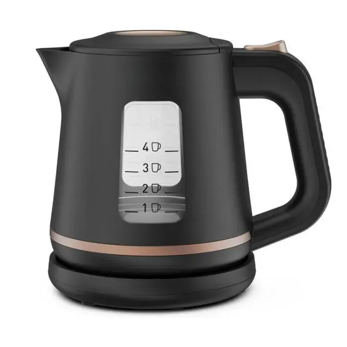 Bouilloire électrique 1 L Ébullition rapide Filtre anticalcaire amovible Poignée ergonomique 2 fenêtres niveau d’eau Base