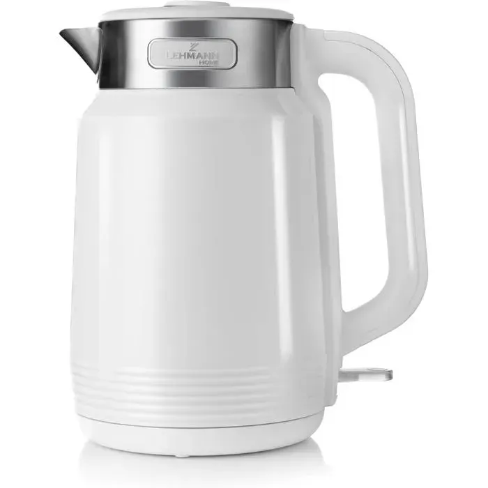 Bouilloire Électrique 2L 2200W Double Paroi Intérieur Inox Base 360° Arrêt Automatique Protection Surchauffe Sans BPA Blanc