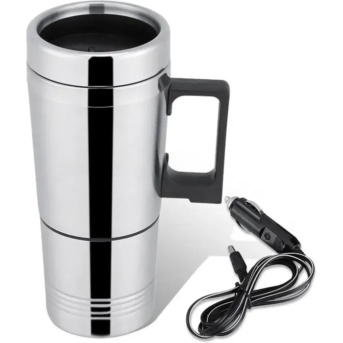 Bouilloire électrique 300 ml pour voiture 12V/24V acier inoxydable 304 joint silicone étanche idéale camping-car et SUV