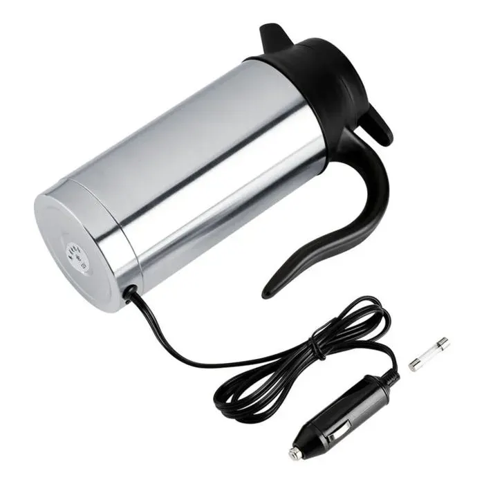 Bouilloire électrique 750ml 120W – Acier inoxydable 304 – Compatible allume-cigare 12V – Temps de chauffage 25 min