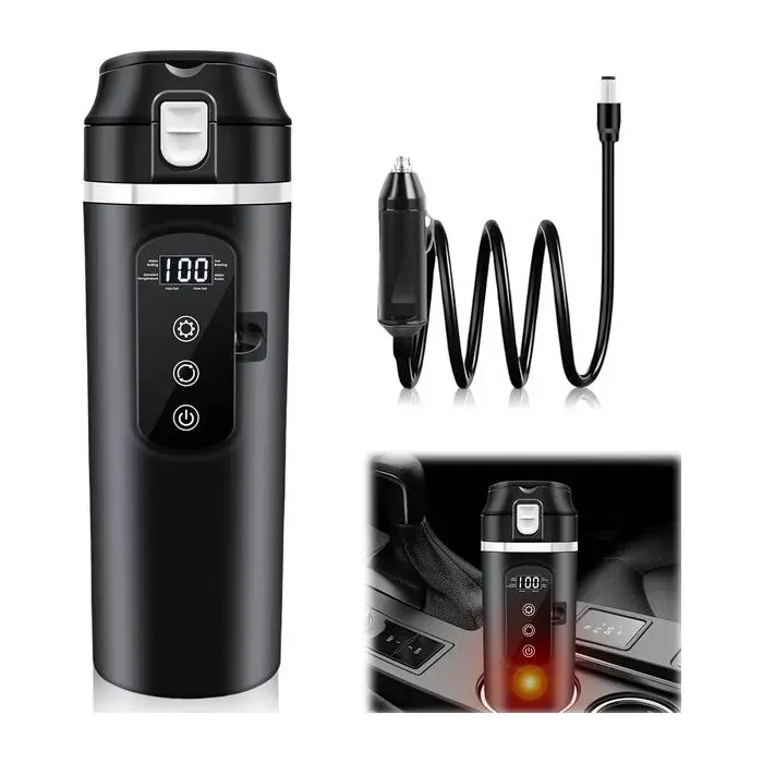 Bouilloire électrique adaptée à une utilisation en voiture 500 ml 12V/24V avec écran LCD 45 100W bouilloire portable