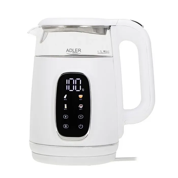 Bouilloire électrique - ADLER - AD 1305 - 2200 W - 17 L - Blanc/Argenté
