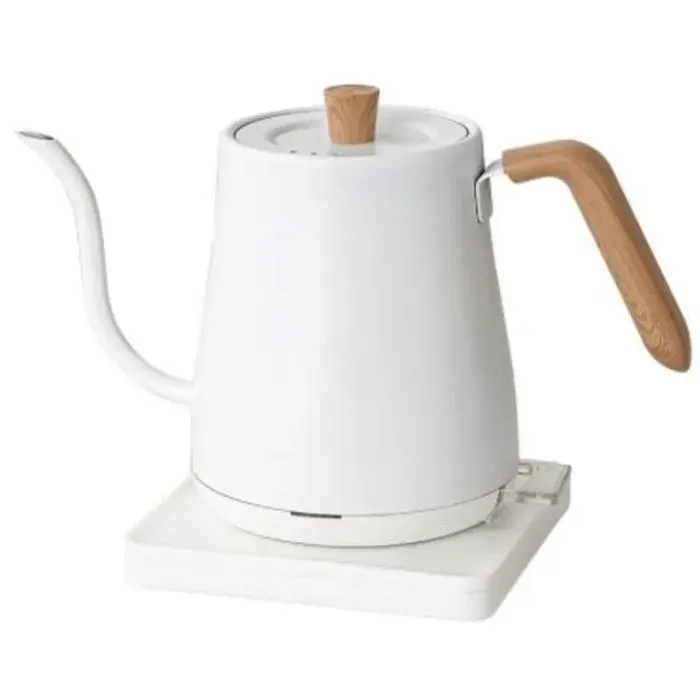 Bouilloire électrique Bouilloire pour le café et le thé 800ml 1200 W Acier inoxydable,grain de bois blanc