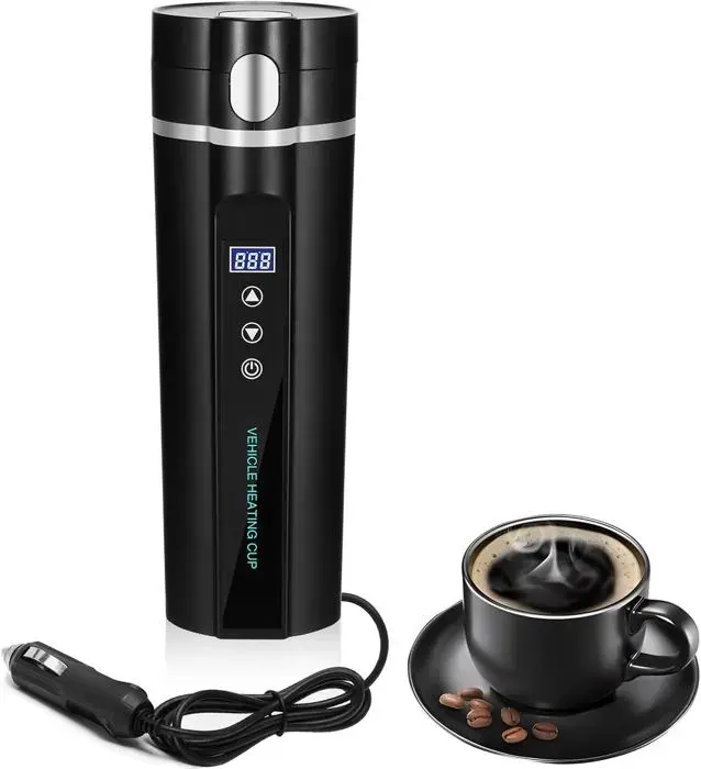 Bouilloire Électrique De Voyage 24 V/12 V Pour Voiture/Camion450 MlTasse À Eau Chauffante Avec ÉcranlcdContrôle Dela Température