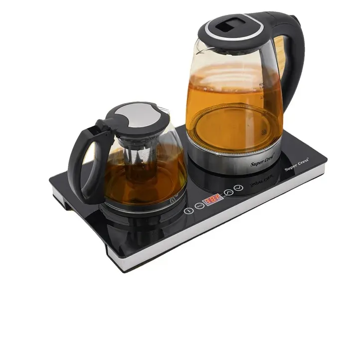 Bouilloire Électrique Design Double Puissance 1800W Capacité 0.48 Gallon Acier Inoxydable & Verre Arrêt Automatique
