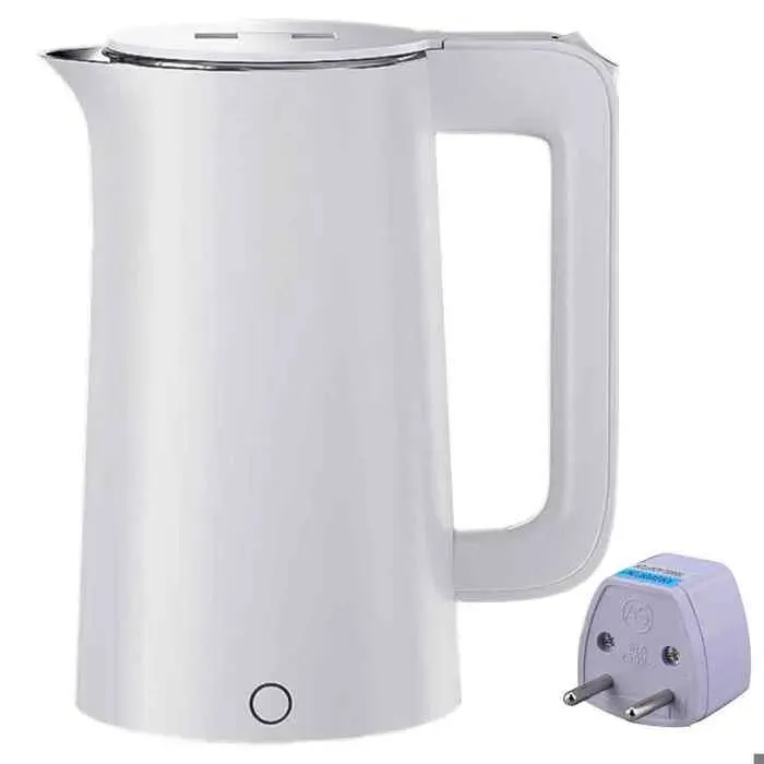 Bouilloire électrique domestique en acier inoxydable - Double paroi anti-brûlure arrêt automatique - Blanche